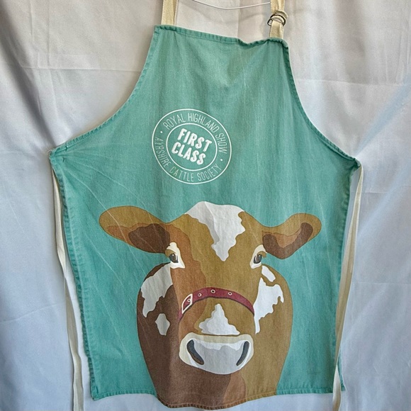 Apron with Cow Print in Green and Brown - Picture 2 of 13